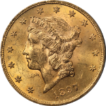 1897-P Liberty Gold $20 Repunched Date ANACS MS62 Nice Eye Appeal Strong Strike