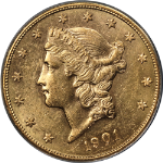 1901-S Liberty Gold $20 ANACS MS61 Nice Eye Appeal Strong Strike