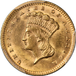 1874 Type 3 Indian Princess Gold $1 PCGS MS63 Great Eye Appeal Strong Strike