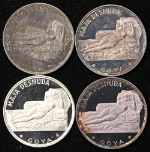 1970 Equatorial Guinea Silver 100 Pesetas - Goya Naked Maja (4pc Lot) Coins Only