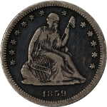 1859-O Seated Liberty Quarter