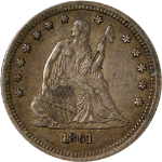 1861-P Seated Liberty Quarter - Choice+