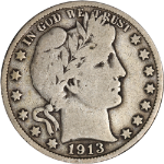 1913-P Barber Half Dollar - Choice