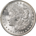 1921-D Morgan Silver Dollar CAC Sticker PCGS MS64 Blazing White Gem