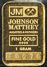 Johnson Matthey 1 Gram 9999 Fine Gold Bar (Sealed) Serial #E0270