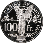 Casino De Monte Carlo Silver 100 Franc Casino Token .925 Fine - 20 Grams