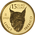 2022 Spain 1/10 Ounce Gold 15 Euro Cent Reverse PF Iberian Lynx Doubloon Capsule