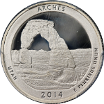 2014-S Silver Proof Quarter - Arches NP - PCGS PR70 DCAM