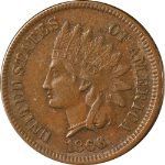 1866 Indian Cent Choice XF+ Superb Eye Appeal Strong Strike - Re-Cut Date