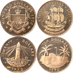 1972 Bahamas 4 Coin Gold PF Set $10 $20 $50 $100 (Serial #1008) .917 1.698 AGW