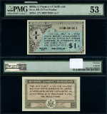 Series 461 $1 1st Printing PMG AU53 Military Payment Certificate S-805-1 LOOK