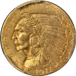 1911-P Indian Gold $2.50 PCGS MS63 Nice Eye Appeal Strong Strike