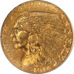 1914-D Indian Gold $2.50 PCGS MS62 Nice Eye Appeal Nice Strike