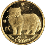 1989 Isle of Man 1/25 Ounce Gold Crown Persian Cat - .999 Fine (Unsealed) STOCK