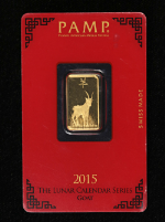 2015 Pamp Suisse 5 Gram Gold Bar - Lunar Calendar Series Goat - Sealed OGP Assay