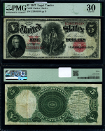 FR. 87 $5 1907 Legal Tender PMG VF30