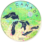 2021 Canada Silver $50 PF Great Lakes Coin Colorized - 999 Fine OGP COA