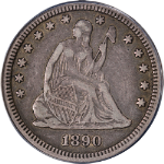 1890 Seated Liberty Quarter ANACS VF35 Key Date Superb Eye Appeal