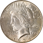 1934-S Peace Dollar PCGS MS63 Key Date Superb Eye Appeal Strong Strike