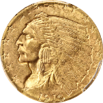 1910 Indian Gold $2.50 PCGS MS65 Superb Eye Appeal Strong Strike