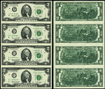 FR. 1935 F* $2 1976 FRN Atlanta F-* Block Ch CU Star - 4 Note Uncut Sheet