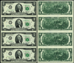 FR. 1935 L* $2 1976 FRN San Francisco L-* Block Ch CU Star - 4 Note Uncut Sheet