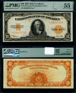 FR. 1173 $10 1922 Gold Certificate Large Serial # PMG AU55