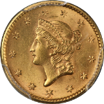 1852-P Type 1 Liberty Gold $1 PCGS MS64+ Superb Eye Appeal Strong Strike