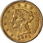 1851-P Liberty Gold $2.50 PCGS AU58 Nice Eye Appeal Nice Strike