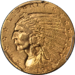 1911-P Indian Gold $2.50 PCGS MS63 Great Eye Appeal Strong Strike