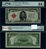 FR. 1528 $5 1928-C Legal Tender G-A Block Choice PMG CU64 EPQ