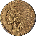 1911-P Indian Gold $2.50 PCGS MS62 Great Eye Appeal Strong Strike