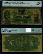 FR. 95 $10 1863 Legal Tender Choice PMG Fine 15 NET - PVC Damage