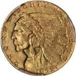 1929 Indian Gold $2.50 PCGS MS63 Great Eye Appeal Strong Strike