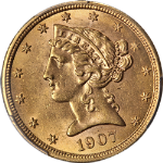 1907-P Liberty Gold $5 PCGS MS63 Great Eye Appeal Nice Strike