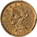 1852-P Liberty Gold $2.50 PCGS AU58 Great Eye Appeal Strong Strike