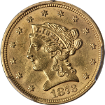 1873-P Liberty Gold $2.50 Open 3 PCGS MS62 Superb Eye Appeal Strong Strike