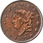 1817 Large Cent '13 Stars' AU/BU Details N.14 R.1 Nice Strike