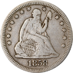 1858-P Seated Liberty Quarter