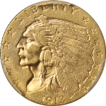 1913 Indian Gold $2.50 PCGS MS62 Great Eye Appeal Strong Strike Nice Luster