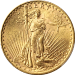 1913-S Saint-Gaudens Gold $20 PCGS MS62+ Nice Eye Appeal Strong Strike