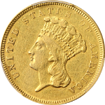 1854-O Indian Princess Gold $3 PCGS AU Detail Key Date Nice Eye Appeal