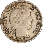 1908-P Barber Dime - Choice+