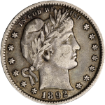 1892-P Barber Quarter - Choice+