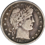 1904-S Barber Half Dollar PCGS VF25 Key Date Great Eye Appeal Strong Strike