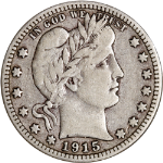 1915-S Barber Quarter - Choice+