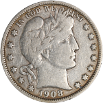 1908-S Barber Half Dollar