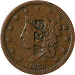 1838 Large Cent - Counterstamped 'W F G'