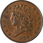 1834 Half Cent Choice AU/BU C-1 R.1 Superb Eye Appeal Strong Strike