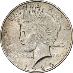 1925-P Peace Dollar ERROR Struck Thru Nice AU/BU Great Eye Appeal